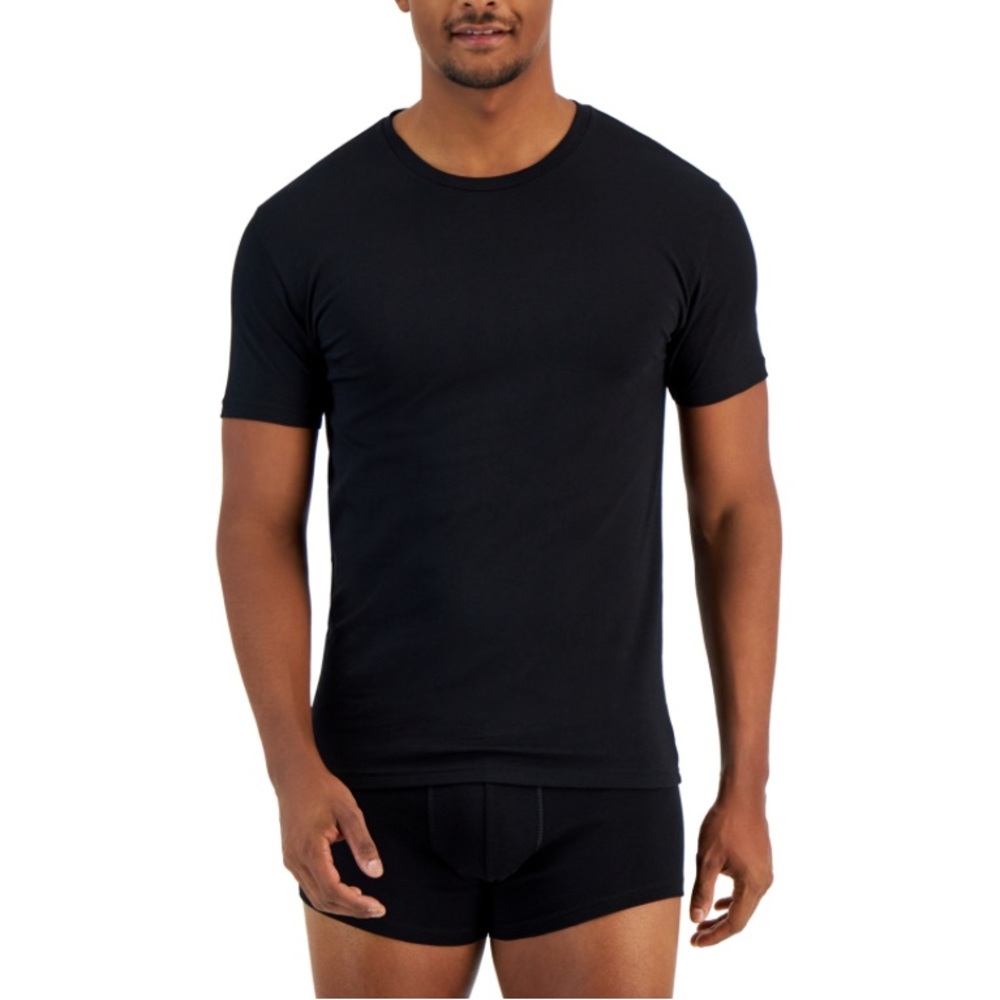 NIB Alfani Men's 4-Pk. Slim-Fit Solid Cotton Undershirts, Deep Black